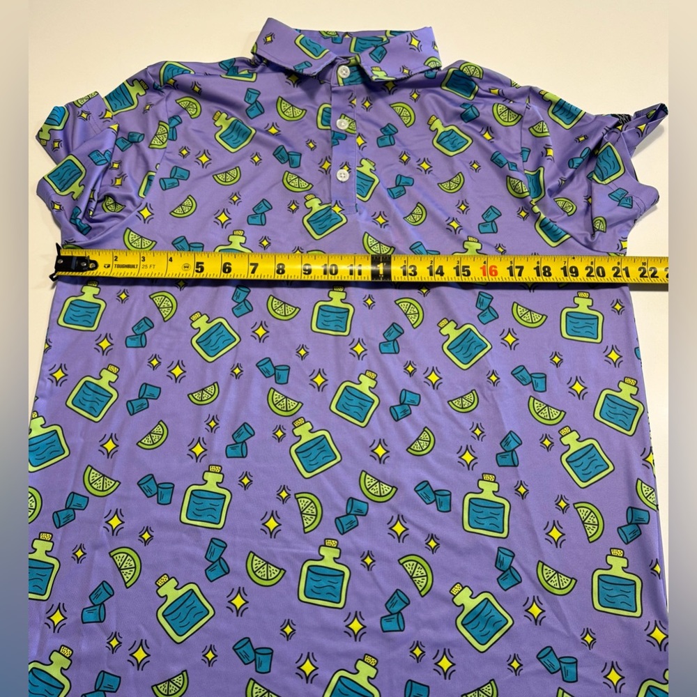 Sunday Swagger Golf Polo Tequila All Over Print Size Medium Stretch - Picture 7 of 8